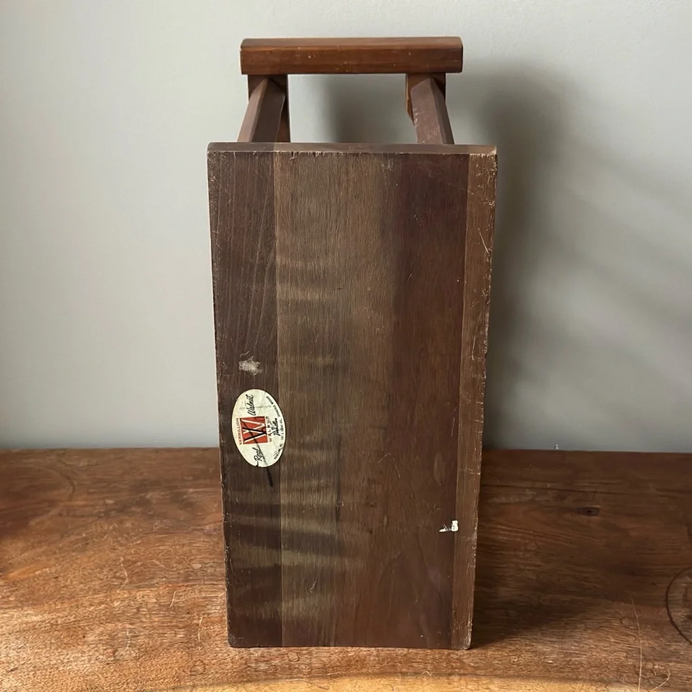 Wooden Wine Rack Mid Century Modern Walnut Wood Bottle Holder - Vermillion